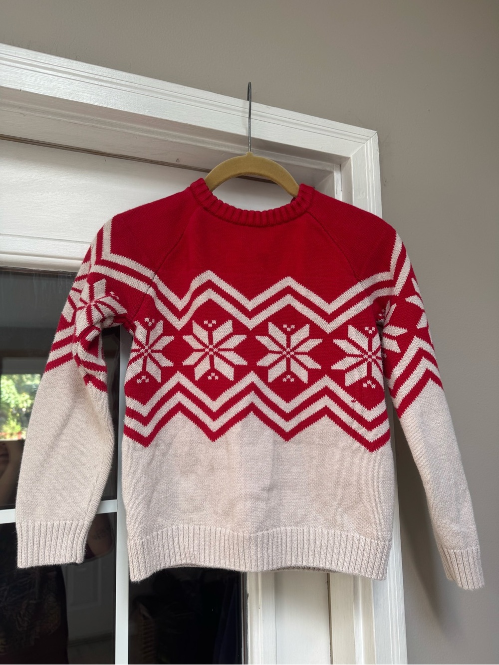 Hanna Andersson Red Scandi Snowflake Fair Isle Cotton Sweater 130 cm US 8